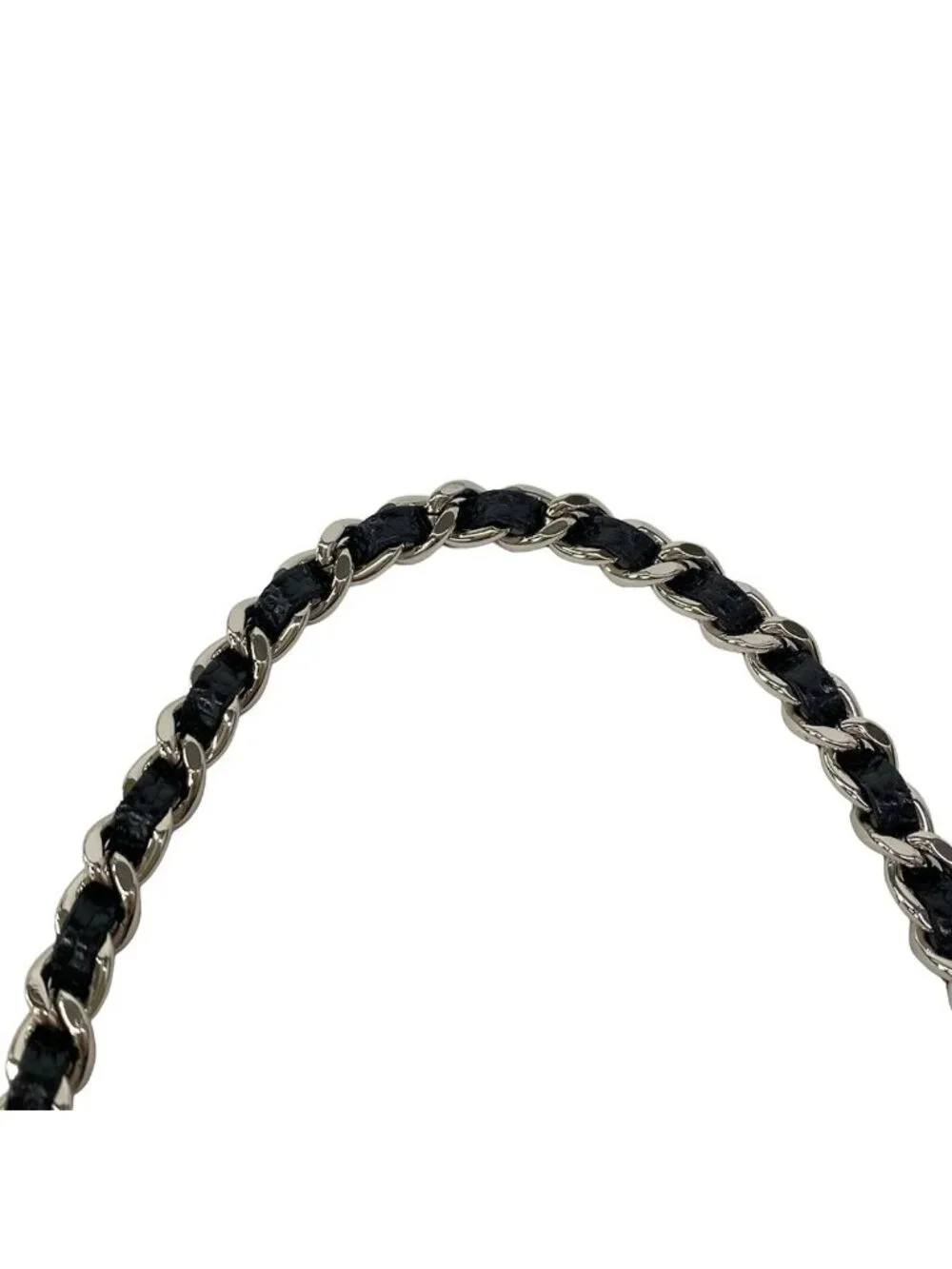 Chanel Wallet Quilted Black Chain Metal Silver Shoulder